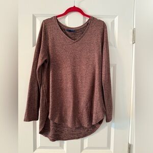 Apt. 9 | Pink and Black Marled Long Sleeve V Neck Sweater | Size M